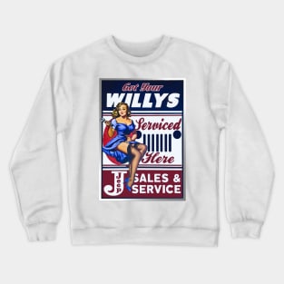 Get Your Willys Serviced Here - Vintage print Crewneck Sweatshirt